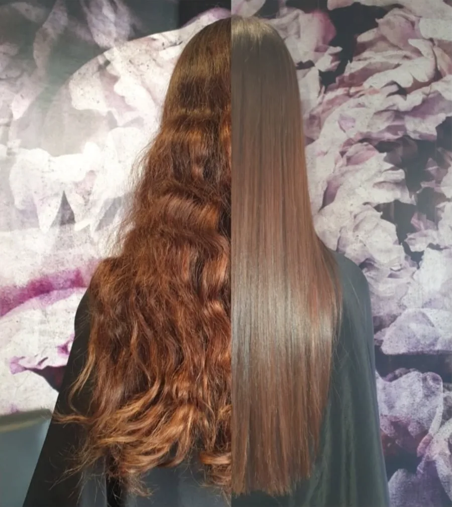 Avant et après un soin botox capillaire chez L'Instant Coiffure à Ghyvelde